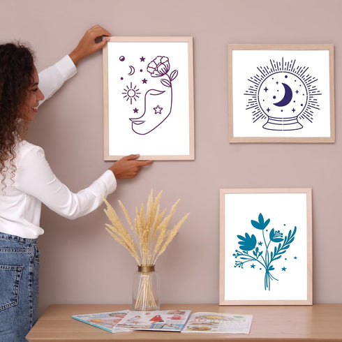 Magic Style Stencils for Painting - 20 Pcs Magic Potion Fairy Crystal Ball Stars Moon Ancient Book Flowers Mushrooms Butterfly DIY Craft Template ...