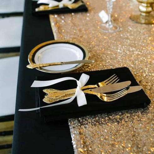 Glitter Gold Table Runners-12 by 108 Inch Luxury Linens -Gold Event Outdoor Party Supplies Fabric Decorations Gift Package for Holiday Wedding Bir...