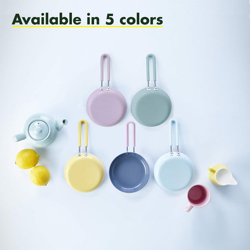 GreenPan Mini Healthy Ceramic Nonstick, 5" Round Egg Pan, PFAS-Free, Dishwasher Safe, Stay Cool Handle, Yellow...