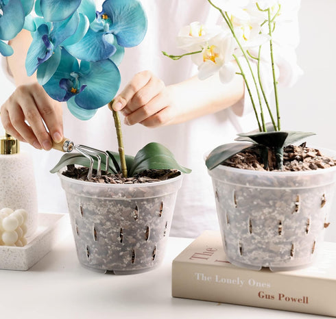 YIKUSH Orchid Pots with Holes Clear Orchid Pot Plastic Plant Pot Flower Pots Outdoor and Indoor Use 5.5 inch 10Pack...