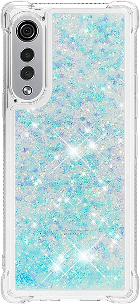 Compatible with LG Velvet Case, Glitter Case Bling Sparkle Liquid for Women Girls Luxury Flowing Quicksand Clear Phone Case Cover for LG Velvet Bl...