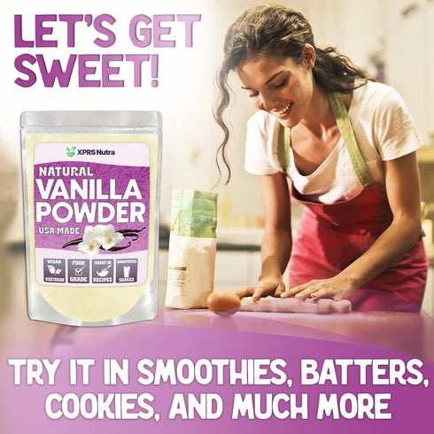 XPRS Nutra Vanilla Flavoring Powder - Fresh Vanilla Powder - Premium Vanilla Powder for Baking Pure Vanilla Bean Powder Flavoring - Make Vanilla S...