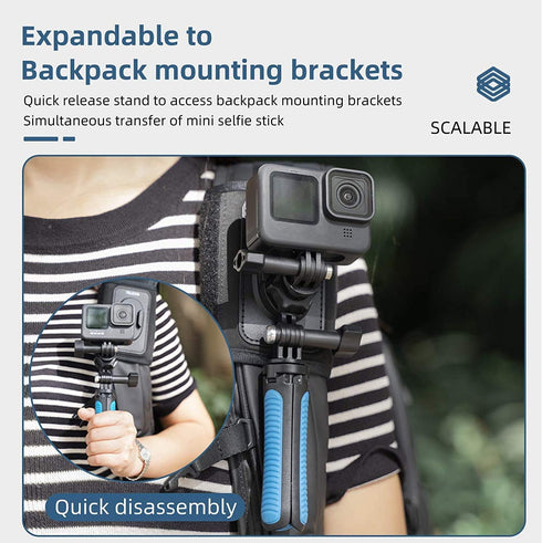 TELESIN 360° Backpack Mount with Quick Release Tripod Adapter, Shoulder Strap Bag Belt Clip POV Hiking Holder Accessories for GoPro 12 11 10 9 8 7...