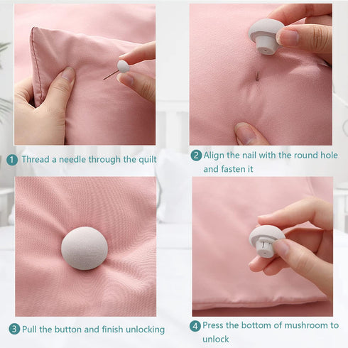Duvet Pin Duvet Clips, 8 Pieces Mushroom Quilt Holder, Non-Slip Quilt Fixator Sheet Fasteners with One-Key Unlock for Quilt, Cushions, Curtains (G...