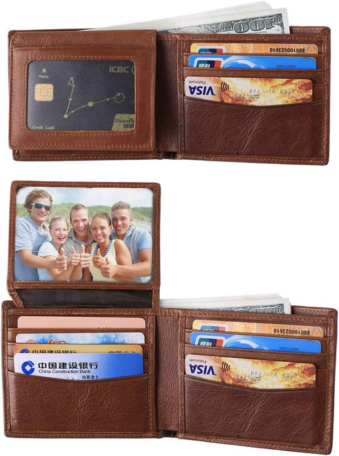 Personalized Mens Wallet, Leather Wallet Bifold RFID Personalized Gifts for Men (01# Husband)...