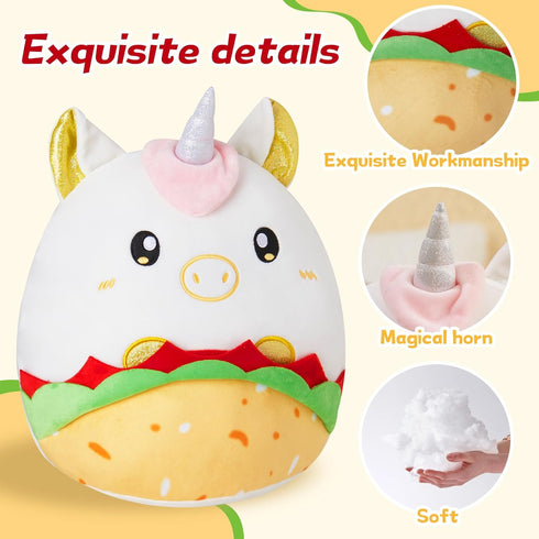 Houwsbaby 12'' Unicorn Taco Plush Pillow Unicorn Stuffed Animal Unicorn PlushToy,Taco Stuffed Animal,Taco Plush Toy,Food Stuffed Animal,Present fo...