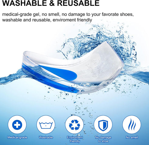 8 Pack Gel Heel Cushions - Heel Pads, Heel Inserts for Heel Pain Relief, Heel Cushion Inserts, Gel Heel Cups, Heel Support Heel Inserts for Planta...