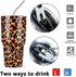 30oz Leopard Tumbler Stainless Steel Insulated Travel Mug with Straw Lid Cleaning Brush (30 oz Leopard), 1 Count (Pack of 1)...