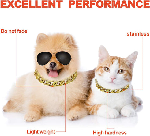 2 Pieces Dog Link Chain Gold Necklace Chain for Dogs ABS Plastic Dog Golden Collar Chain Puppy Costume for Dogs (10 Inch (25+7 cm))...