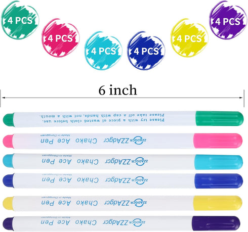 24-Pack,6-Color Disappearing Erasable Ink Fabric Marker Pen for Sewing Marking Washable Art and Lettering...