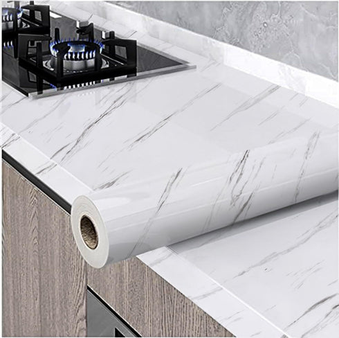 practicalWs White Marble Contact Paper Peel and Stick for Countertops 17.7inch×118.1inch Self Adhesive Removable Waterproof Wallpaper for Cabinet ...