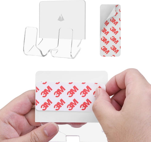 TXEsign Adhesive Wall Phone Holder Mount for Smartphones iPhone External Battery Wall Holder Mount (Silky White & Transparent)...