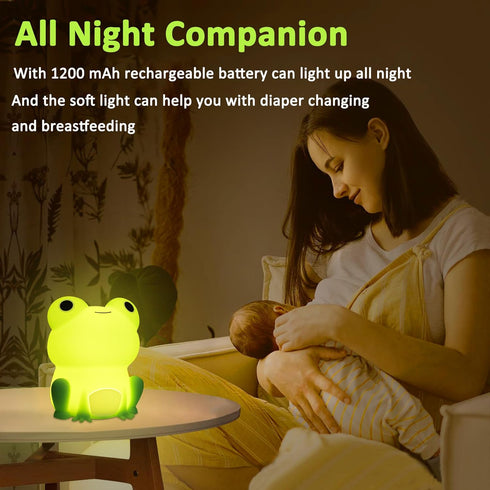 Frog Night Light, Frog Gifts for Girl, Frog Lamp Gifts Bedside Lamp for Nursery, ABS+SIL, Touch Control, Portable and Rechargeable Dimmable, Birth...