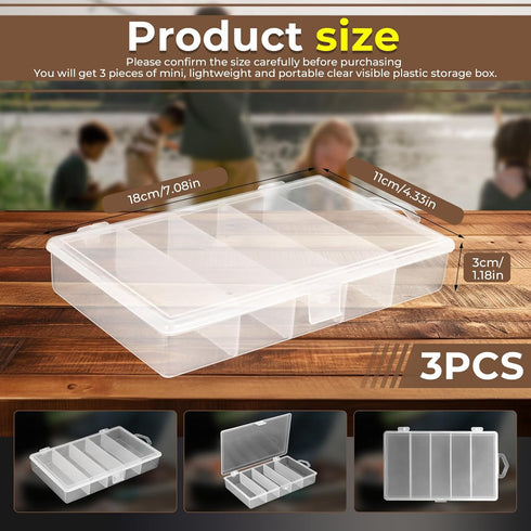 3 Pack 5 Grid Plastic Fishing Tackle Storage Box Visible Bead Jewelry Making Findings Organizer Box,6.8" x 3.5" x 1.2"...
