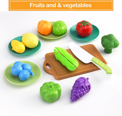 35Pcs Kids Kitchen Toy Accessories, Toddler Pretend Cooking Playset with Play Pots and Pans, Utensils Cookware Toys, Play Food Set, Toy Vegetables...