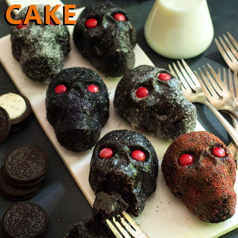 Sakolla Large Skull Cake Pan Silicone Molds, 2 Pack 6 Cavity Halloween Skull CakeletChocolate Molds Candy Pizza Baking Molds Handmade Soap Tray...