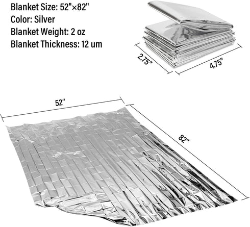 Emergency Blankets for Survival Gear (Pack of 4), Camping Blanket, Emergency Blanket, Thermal Blanket, Mylar Space Blanket, Survival Blanket, Firs...