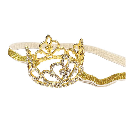 Elesa Miracle 2pcs Baby Hair Accessories Baby Girl's Gift Box with Shiny Bow Crown Tiara Headband (2pc- Gold)...