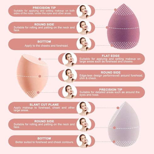 14 Pcs Makeup Sponge Set, Beauty Blender Make up Sponges Setting Face Puffs with 4 Pcs Powder Puff and 4 Pcs Mini Makeup Sponges for Liquid, Cream...