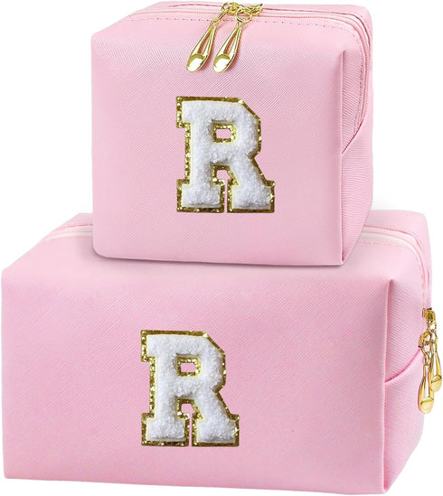 2Pcs Initial Letter Makeup Bag Small Small Cosmetic Period Pouch Sanitary Napkin Cable Toiletry Skincare Travel Accessory Preppy Traveling Make Up...