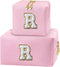 2Pcs Initial Letter Makeup Bag Small Small Cosmetic Period Pouch Sanitary Napkin Cable Toiletry Skincare Travel Accessory Preppy Traveling Make Up...