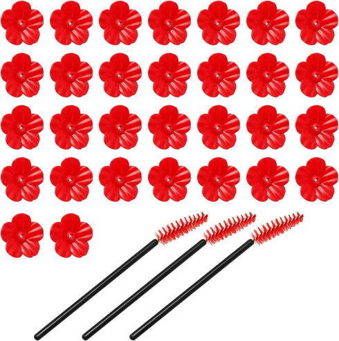 Hummingbird Feeder Flowers, 30 Sets Red Hummingbird Bird Feeder Flowers and 3 Hummingbird Feeder Cleaning Brushes, Multicolor Unique Replaceable H...