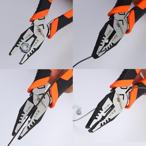 Linesman Pliers, 7 inch/8 inch/9 inch High Leverage Linesman Pliers Heavy Duty Side Cutting Pliers with Anti-slip Handle for Wire Cutting Crimping...