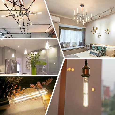 T10 LED Tubular Light Bulb Dimmable, 6W Long Tube Vintage LED Filament Bulbs 60 Watt Equivalent, Neutral White 4000K, 700LM with 85+ CRI, 7.3 Inch...