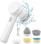 Electric Spin Scrubber Cordless Power Cleaning Brush with 5 Replaceable Brush Heads Rechargeable Scrubber for Bathroom Tub Sink Kitchen Dishes Til...