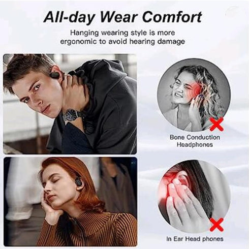 Single Open Ear Headphone, Wireless Bluetooth Earpiece for Powerful Sound, 16H Playtime Bluetooth 5.2 Wireless Earbud,Waterproof Headset with Earh...