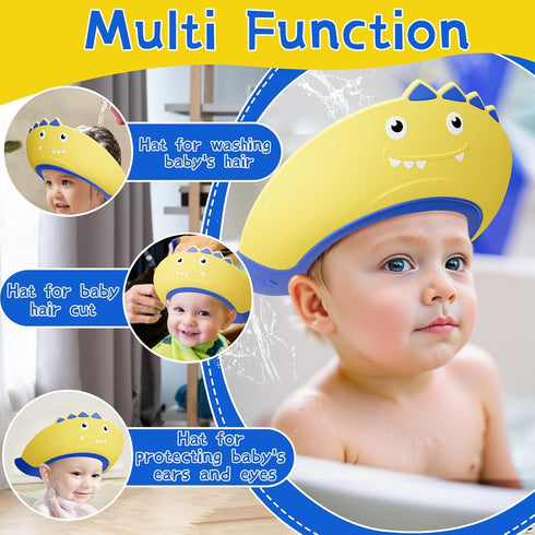 Baby Shower Cap Shield for Kids Bath Visor for Toddlers Shampoo Bath Bathing Hat Silicone Adjustable Visor Hat for Eye and Ear Protection for 1-9 ...