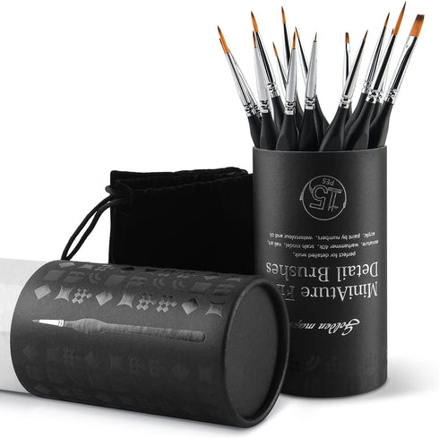 Golden Maple Miniature Paint Brushes, 15PC Model Brushes Micro Detail Paint Brush Set, Fine Detailing for Acrylics, Oils, Watercolors & Paint by N...