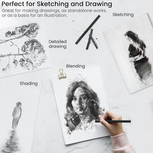 LOONENG Willow Charcoal Sticks, Natural Willow Charcoal for Artists, Beginners or Kids of All Skill Levels, Great for Sketching, Drawing and Shadi...