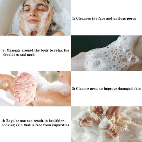 Bath Loofah Sponge,Deep Exfoliating Glove for Shower, Body Scrubber Double-Sided Exfoliating Mitt?Soft Mesh Flower Loofah Sponge Ball Brush Scrub ...