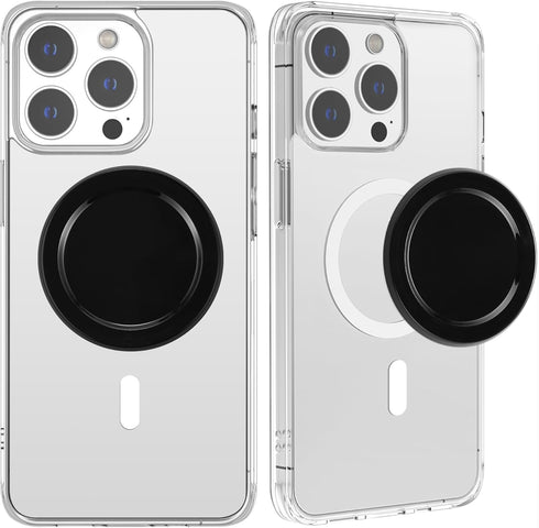 metisinno Magnetic Base Mirror Compatible with PopSocket Phone Grips and iPhone MagSafe Cases, Compact Makeup Mirror, Obsidian Black...