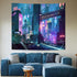Honcet Anime Punk Neon Cityscape Wall Tapestry for Bedroom, Japanese Punk Street Cityscape Room Decor Tapestries, Futuristic Neon Skyscraper Tapes...