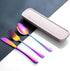 Portable Utensils Set with Case, 4pcs Stainless Steel Reusable Silverware for Lunch Camping School Picnic Workplace Travel, Lunch Box Includ Fork ...