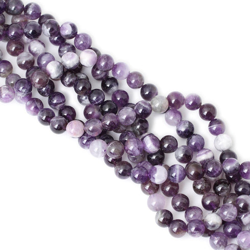 35PCS 10mm Natural Dog Teeth Amethyst Gemstone Round Loose Beads Crystal Energy Stone Healing Power for Jewelry Making 1 Strand 15"...