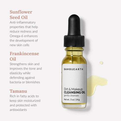 BambuEarth Gentle Oil Cleanser and Makeup Remover Mini - Organic Ingredients & EWG Certified - Daily Face Cleanser for All Skin Types, Vegan Skinc...
