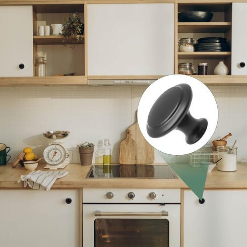 25PCS Black Mushroom Knobs, Stainless Steel Dresser Knobs 1 inch Diameter Round Drawer Knob Pull Handle with Mounting Screws for Chest Cabinet Cup...