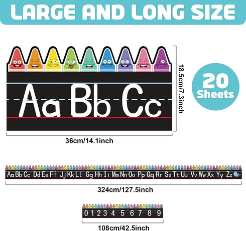 12 Pcs Alphabet Bulletin Board Set?Alphabet Poster Number 0-9 Line ABC Letters for Preschool Kindergarten Classroom Wall Decor (Crayon)...