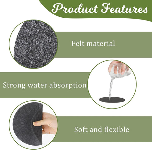 Plant Coaster Mat, 6PCS 3 Sizes Round Felt Plant Saucers for Indoors Plant Reversible Absorbent Waterproof Fabric Plant Pot Saucers for Gardening ...