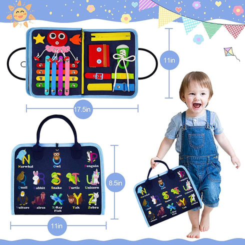 Gojmzo Busy Board Montessori Toys for 1 2 3 4 Year Old Boys & Girls Gifts, Sensory Toys for Toddlers 1-3, Educational Travel Toys, Preschool Activ...