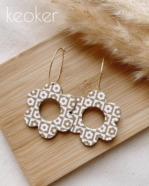 KEOKER Silk Screen Stencils for Polymer Clay, 3 PCS Reusable Silkscreen Print Kit for Printing on Clay & Other Jewelry Clay Earrings Decoration, C...