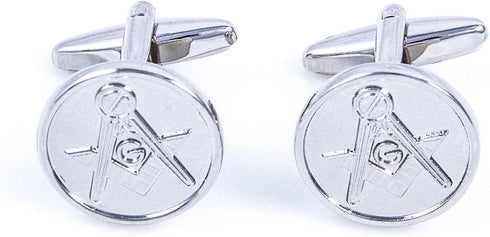 Freemason Masonic Mason Round Pair Cufflinks in a Presentation Gift Box & Polishing Cloth...