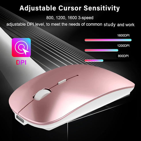 Wireless Bluetooth Rechargeable Mouse for Apple MacBook Air Pro iMac Mac Air, Wireless USB C Mouse Type C for iPad Air Pro/Surface Pro/Desktop, Bl...