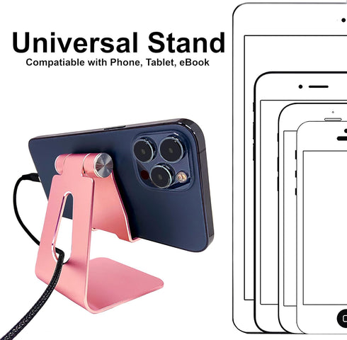 Cell Phone Tablet Stand Adjustable Multi-Angle Aluminum Non-Slip Dock Holder Cradle Charger Station Mount Foldable Portable Desktop Organizer Tabl...