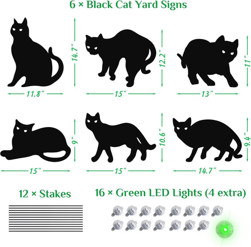 6 Pcs Black Cat Halloween Decor Yard Signs with Stakes, Halloween Decorations Outdoor with LED Eyes Glow in The Dark, Scary Silhouette Waterproof ...