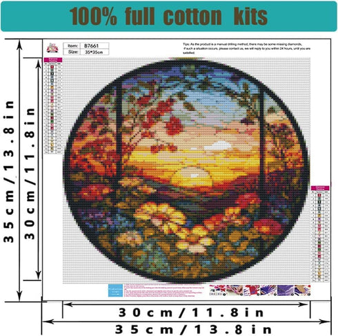 Stamped Cross Stitch Kits - Flower Mountain Sun Landscape Counted Cross Stitch Kits for Beginners Adults,11 CT Patterns Dimensions Embroidery Kits...