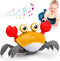 Crawling Crab Baby Toy, Children's Prone time Toy, Automatic Obstacle Avoidance Toddler Interactive Toy with Music and LED Light, Built-in Recharg...